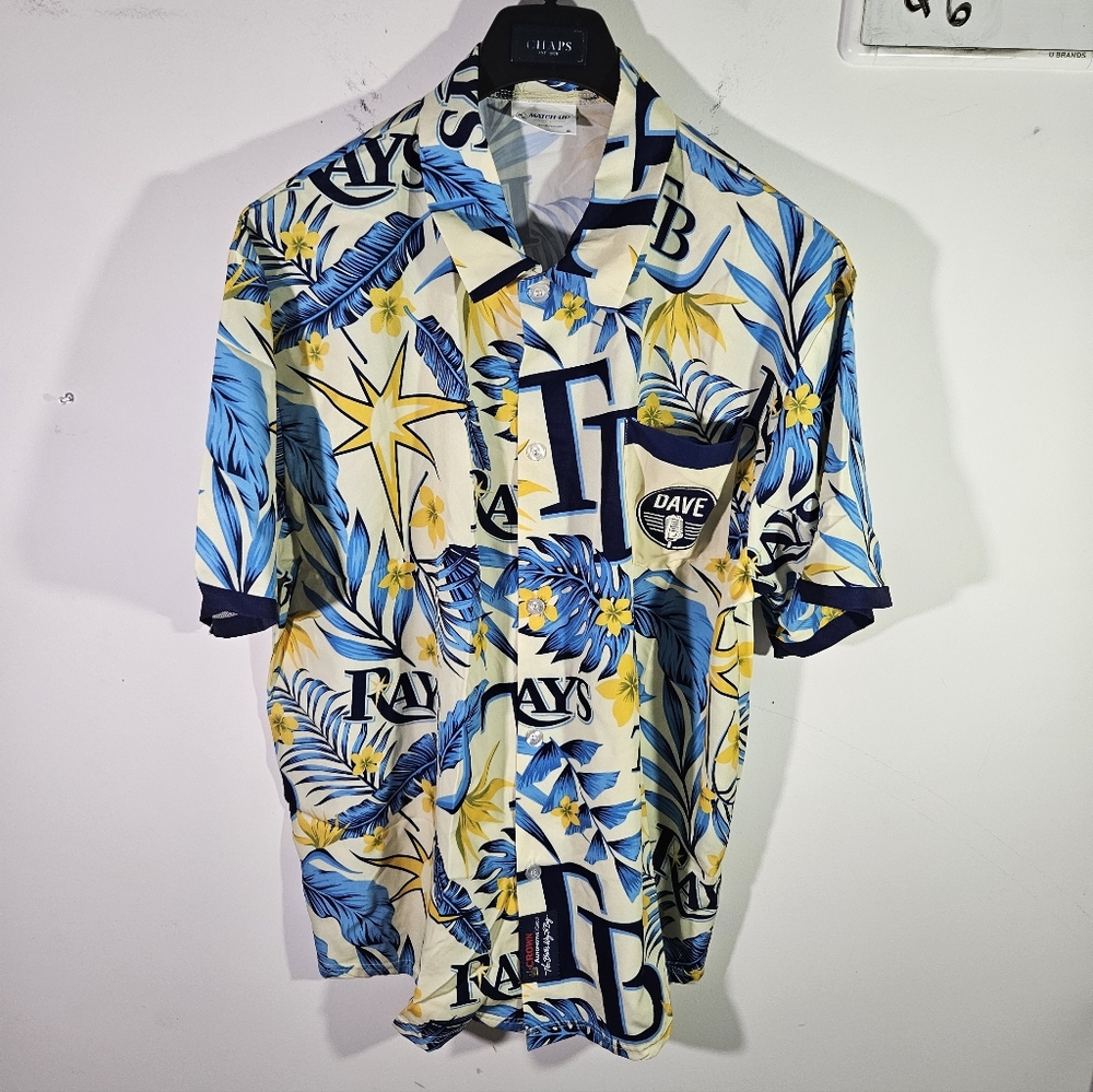 MLB Tampa Bay Rays Announcer Dave Wills Floral Button Down Hawaiian Shirt!